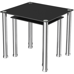 AVF Black Glass and Chrome Nest of Tables Set of 2 - Size: 45 x 50 x 45cm - Multi - Wilko - thumbnail 4