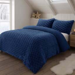 Velosso Super King Size Navy Chunky Popcorn Duvet Set - Wilko