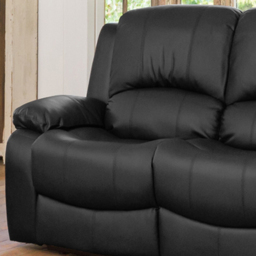 Glendale 3 Seater Black Bonded Leather Manual Recliner Sofa - Artemis Home - Wilko - thumbnail 3