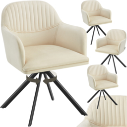 tectake Set of 4 Cream and Black Velvet Swivel Accent Armchair - Size: Single - Wilko - thumbnail 3