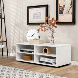 Costway 4 Shelf White Home TV Stand - Size: 101.6 x 53.3 x 12.7cm - Wilko - thumbnail 4