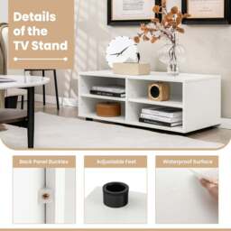 Costway 4 Shelf White Home TV Stand - Size: 101.6 x 53.3 x 12.7cm - Wilko - thumbnail 5