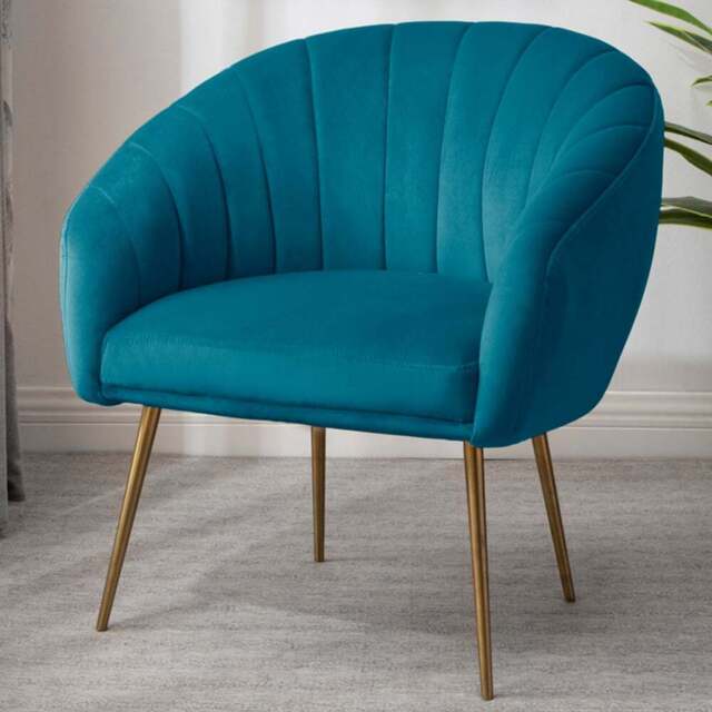 Artemis Home Helena Teal Velvet Accent Chair - Size: Single - Blue - Wilko - image 1