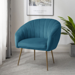 Artemis Home Helena Teal Velvet Accent Chair - Size: Single - Blue - Wilko - thumbnail 4