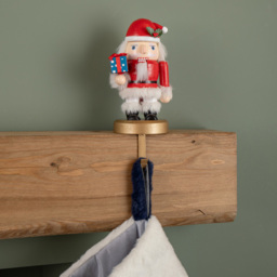 Samuel Alexander Blue Plush Hanging Christmas Stocking with Faux Fur Trim and Pom Poms 55cm - Size: 55 x 29 x 2cm - Wilko - thumbnail 6