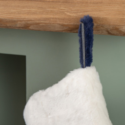 Samuel Alexander Blue Plush Hanging Christmas Stocking with Faux Fur Trim and Pom Poms 55cm - Size: 55 x 29 x 2cm - Wilko - thumbnail 4