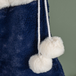 Samuel Alexander Blue Plush Hanging Christmas Stocking with Faux Fur Trim and Pom Poms 55cm - Size: 55 x 29 x 2cm - Wilko - thumbnail 5