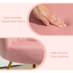 HOMCOM Pink Velvet Tufted Accent Chair with Lotus Backrest - Size: Single - Wilko - thumbnail 7