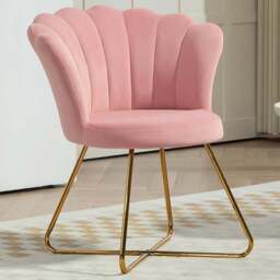 HOMCOM Pink Velvet Tufted Accent Chair with Lotus Backrest - Size: Single - Wilko