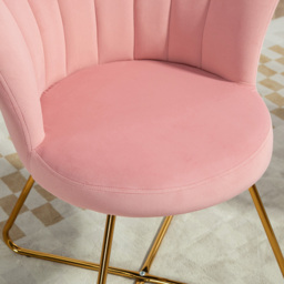 HOMCOM Pink Velvet Tufted Accent Chair with Lotus Backrest - Size: Single - Wilko - thumbnail 4