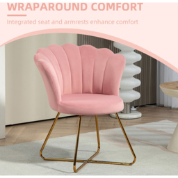 HOMCOM Pink Velvet Tufted Accent Chair with Lotus Backrest - Size: Single - Wilko - thumbnail 6