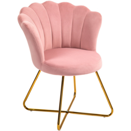HOMCOM Pink Velvet Tufted Accent Chair with Lotus Backrest - Size: Single - Wilko - thumbnail 3