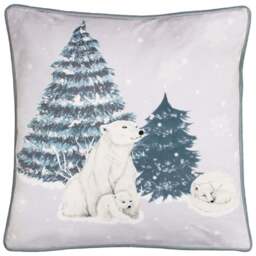 furn. Arcticus Blue Polar Bear Fleece Cushion - Size: 45 x 45cm - Wilko - thumbnail 1