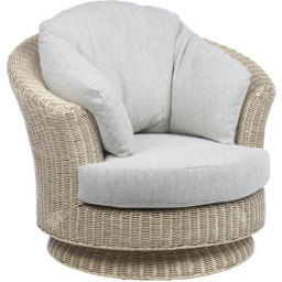 Desser Dijon Lyon Natural Rattan Pebble Fabric Swivel Chair - Size: Single - Grey - Wilko - thumbnail 3