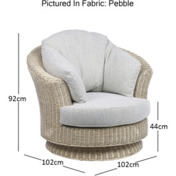 Desser Dijon Lyon Natural Rattan Pebble Fabric Swivel Chair - Size: Single - Grey - Wilko - thumbnail 5
