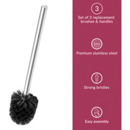 Innoteck Essentials Black Toilet Brush Head 3 Pack - Size: 35 x 8 x 8cm - Wilko - thumbnail 4