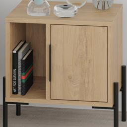 Decortie Glynn Single Door Single Shelf Oak Bedside Table - Size: Single Door,Single Shelf - Brown - Wilko - thumbnail 6