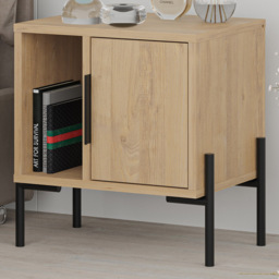 Decortie Glynn Single Door Single Shelf Oak Bedside Table - Size: Single Door,Single Shelf - Brown - Wilko - thumbnail 1