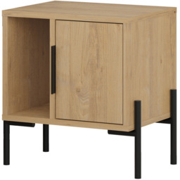 Decortie Glynn Single Door Single Shelf Oak Bedside Table - Size: Single Door,Single Shelf - Brown - Wilko - thumbnail 3
