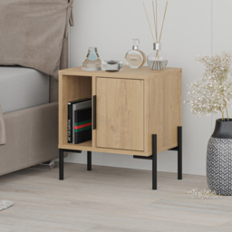 Decortie Glynn Single Door Single Shelf Oak Bedside Table - Size: Single Door,Single Shelf - Brown - Wilko - thumbnail 4