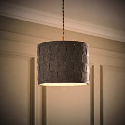 ValueLights Monza Grey Felt Weave Small Drum Shade - Size: 26 x 20 x 26cm - Wilko - thumbnail 3