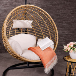 Charles Bentley Natural Swing Egg Chair with Cushions - Size: 1 Seater - Brown - Wilko - thumbnail 7