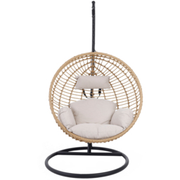 Charles Bentley Natural Swing Egg Chair with Cushions - Size: 1 Seater - Brown - Wilko - thumbnail 4