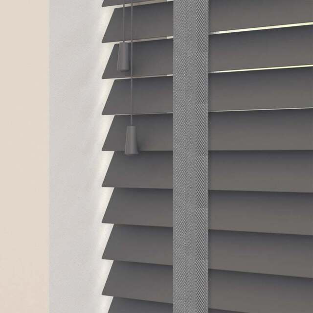Caecus Real Wood Tape Venetian Blind Dark Grey 45 x 120cm - Size: 120 x 45 x 5cm - Wilko - image 1