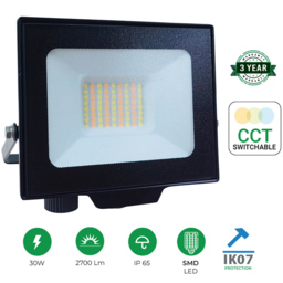ENER-J 30W LED Floodlight with CCT Switchable Technology - Size: 45 x 14.5 x 16.5cm - Black - Wilko - thumbnail 7