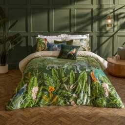 Paoletti Odisha Exotic Super King Size Jungle Duvet Cover Set - Green - Wilko - thumbnail 1