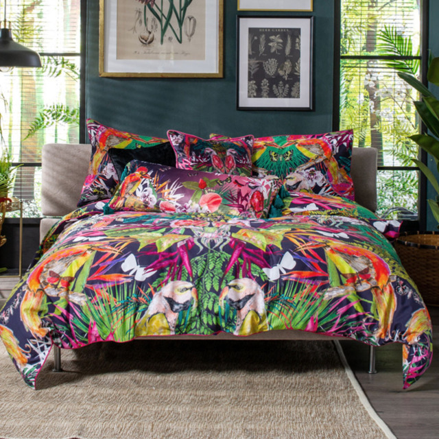 Kirsty Norris Birds of Paradise Double Duvet Set - Pink - Wilko - image 1