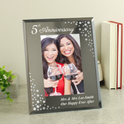 Personalised Memento Personalised Diamante Glass Anniversary Photo Frame 6 x 4 inch - Silver - Wilko - thumbnail 4