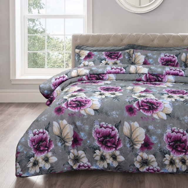 Velosso Single Cassia Floral Bedspread Set - Purple - Wilko - image 1