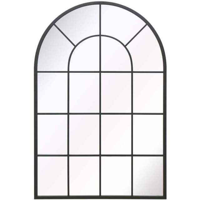 The Arcus Black Window Metal Leaner Wall Mirror 120 x 80cm - MirrorOutlet - Wilko - image 1