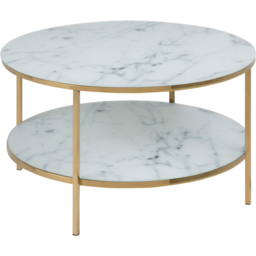 Florence Alisma White Marble Effect and Gold Round Coffee Table - Furniture To Go - Wilko - thumbnail 4