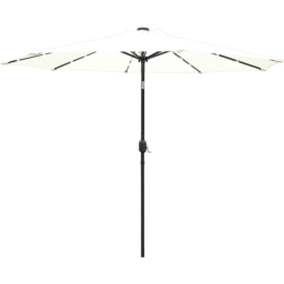 GlamHaus Cream LED Tilting Garden Parasolwith Crank Handle 2.7m - Wilko