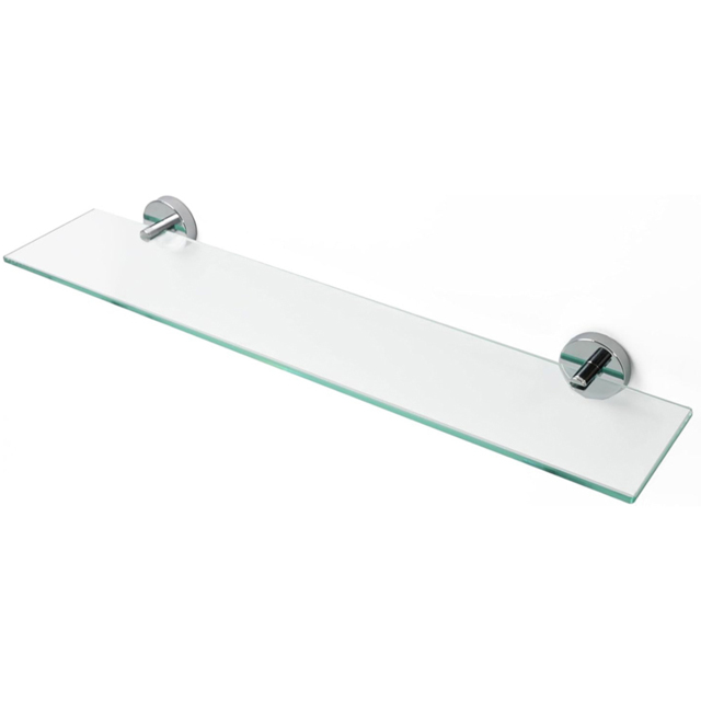 Nes Home Single Shelf Clear Glass Bathroom Rack with Round Chrome Brackets - Size: 4.8 x 50 x 13cm - Wilko - image 1