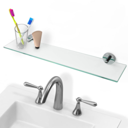 Nes Home Single Shelf Clear Glass Bathroom Rack with Round Chrome Brackets - Size: 4.8 x 50 x 13cm - Wilko - thumbnail 3