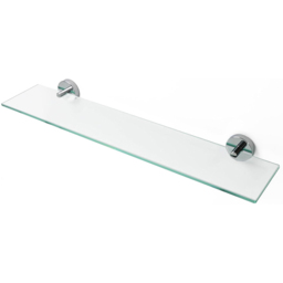 Nes Home Single Shelf Clear Glass Bathroom Rack with Round Chrome Brackets - Size: 4.8 x 50 x 13cm - Wilko - thumbnail 1