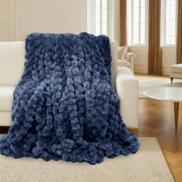 Velosso Navy Chunky Popcorn Throw 200 x 240cm - Size: 240 x 200 x 1cm - Wilko - thumbnail 3