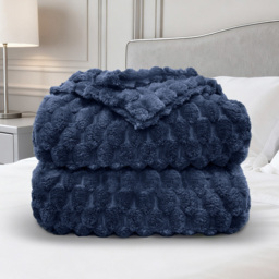 Velosso Navy Chunky Popcorn Throw 200 x 240cm - Size: 240 x 200 x 1cm - Wilko - thumbnail 4