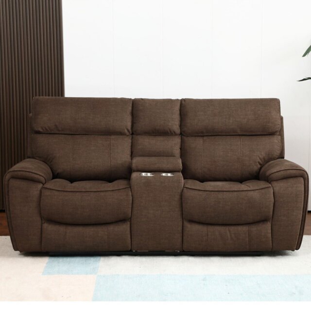 Cancun 2 Seater Brown Reclining Sofa - Wilko - image 1
