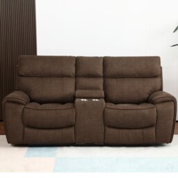 Cancun 2 Seater Brown Reclining Sofa - Wilko - thumbnail 1