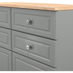 Crowndale Norfolk 6 Drawer Dusk Grey and Bardolino Oak Wide Chest of Drawers Ready Assembled - Dusk Grey & Bardolino Oak - Wilko - thumbnail 6