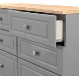 Crowndale Norfolk 6 Drawer Dusk Grey and Bardolino Oak Wide Chest of Drawers Ready Assembled - Dusk Grey & Bardolino Oak - Wilko - thumbnail 7