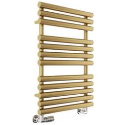 Terma Rolo Towel 1592BTU Brass Heated Towel Rail 755 x 520mm - Size: 75.5 x 52 x 12.7cm - Gold - Wilko