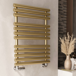 Terma Rolo Towel 1592BTU Brass Heated Towel Rail 755 x 520mm - Size: 75.5 x 52 x 12.7cm - Gold - Wilko - thumbnail 3