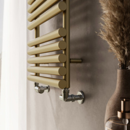 Terma Rolo Towel 1592BTU Brass Heated Towel Rail 755 x 520mm - Size: 75.5 x 52 x 12.7cm - Gold - Wilko - thumbnail 7