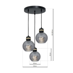 Milagro Omega Black Pendant Lamp 230V - Size: 30 x 30 x 100cm - Wilko - thumbnail 7