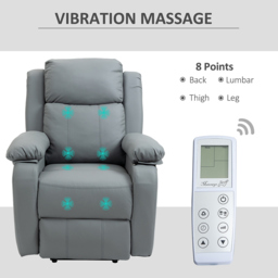 Portland Grey PU Leather Power Lift Reclining Massage Chair with Remote - Size: Single - Wilko - thumbnail 7